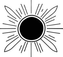 Sun icon black line drawing or doodle logo sunlight sign symbol weather element vector illustration
