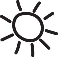 Sun icon black line drawing or doodle logo sunlight symbol weather element png