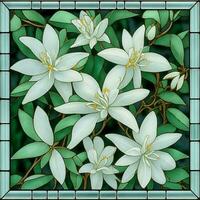 Stained Glass Flowers Background photo