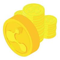 Bitconnect cryptocurrency icon isometric vector. Bitconnect coin and coin stack vector