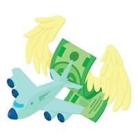 Air logistic icon isometric vector. Big airplane and dollar banknote with wing vector