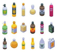 Massage oil icons set isometric vector. Almond bottle vector