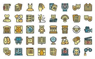 Theater class icons set vector flat