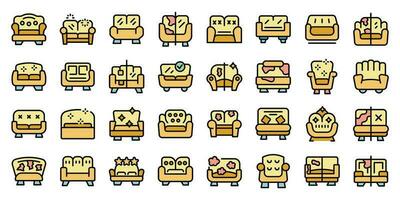 Furniture upholstery icons set vector flat