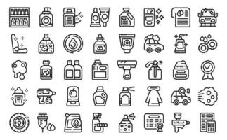 Cosmetics for the car icons set outline vector. Cleaning bottle vector