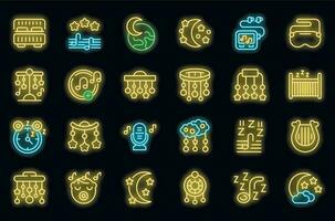 Lullaby icons set vector neon