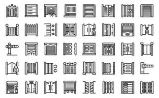 Automatic gates icons set outline vector. Security car vector