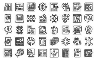 Marketing tools icons set outline vector. User media vector