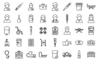 Nursing assistant icons set outline vector. Elder people vector