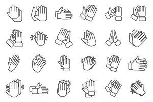 Handclap icons set outline vector. Acclaim body vector