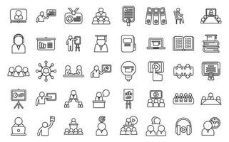 Staff training icons set outline vector. Work team vector