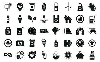 Environmentally friendly consumption icons set simple vector. Bio acumulator vector