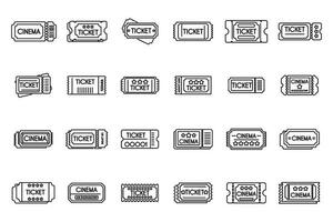 Cinema ticket icons set outline vector. Movie paper vector