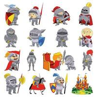 Caballero íconos conjunto dibujos animados vector. juego medieval vector