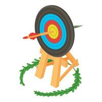 Archery competition icon isometric vector. Shooting target with arrow and branch vector