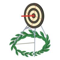 Shooting competition icon isometric vector. Hitting in target and winner branch vector