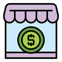 Narrow market street shop icon vector flat