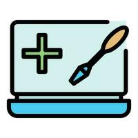 Fixing laptop icon vector flat