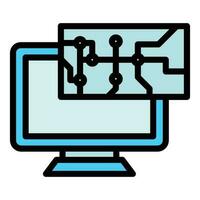 Laptop system icon vector flat
