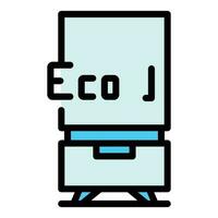 Eco fridge icon vector flat