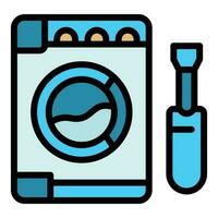 Fixing washing machine icon vector flat