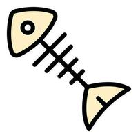 Cat fish bones icon vector flat