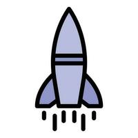 Ciencias cohete icono vector plano
