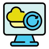 Computer backup icon vector flat