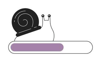 despacio caracol con espiral cáscara contorno cargando bar vector ilustración. web cargador ui ux. gráfico usuario interfaz. monocromo dibujos animados plano diseño en blanco antecedentes