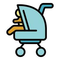 Baby pram icon vector flat