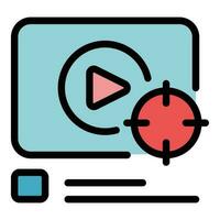 Video search engine icon vector flat