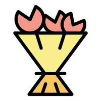 School flower bouquet icon vector flat