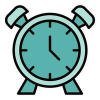 tarde trabajo alarma reloj icono vector plano