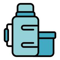 Campsite thermos bottle icon vector flat