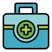 Campsite first aid kit icon vector flat