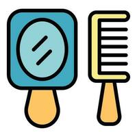 Handle mirror comb icon vector flat