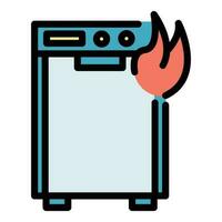 Repair dishwasher fire icon vector flat