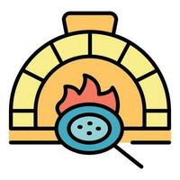 Stove pizza icon vector flat