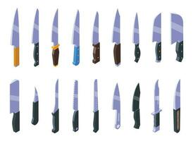 Knife icons set isometric vector. Cutlery tool vector