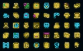 Theater class icons set vector neon