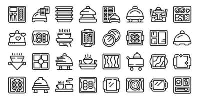 Meal tray icons set outline vector. Food cooking vector