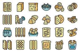 Bread croutons icons set vector flat