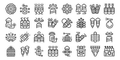 Petard icons set outline vector. Tnt game vector