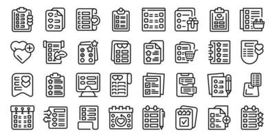 Wish list icons set outline vector. Post winter vector