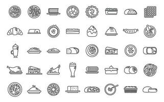 Austrian cuisine icons set outline vector. Strudel bakery vector