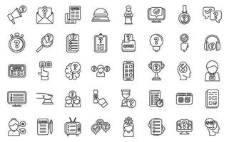 Quiz icons set outline vector. Poll exam vector