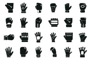 Sport gloves icons set simple vector. Winter sport vector