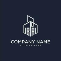 licenciado en Letras inicial monograma logo para real inmuebles con edificio estilo vector