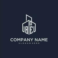 BE initial monogram logo for real estate with building style vector