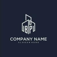 BP initial monogram logo for real estate with building style vector